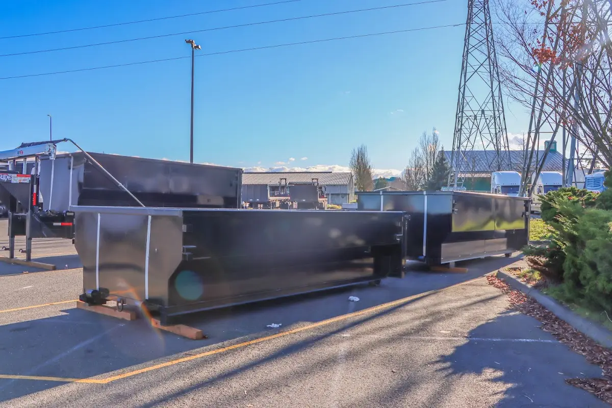 Roll-off dumpster ready for waste disposal at job site for 6 Yard Dumpster Rental in Fresno